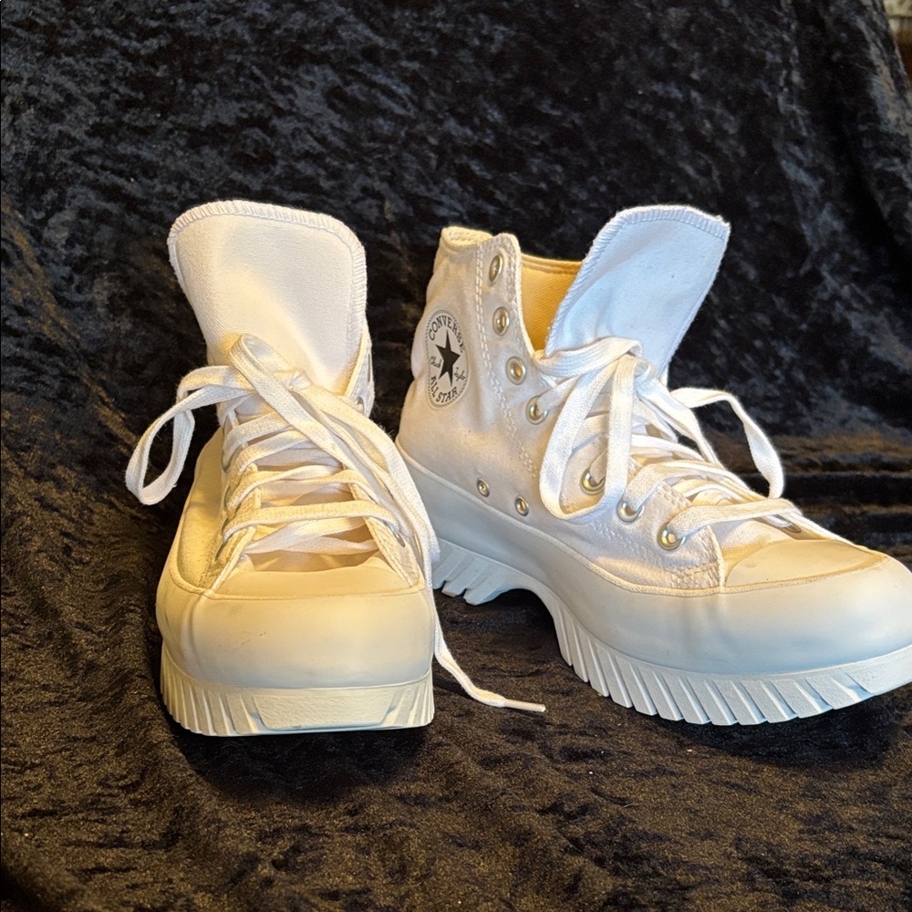 Converse Cream High-Top Platform Sneakers
